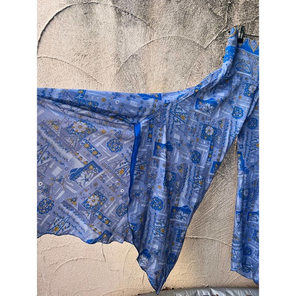 Blue Flowy Hippy Silk Pants - Picture 2 of 4